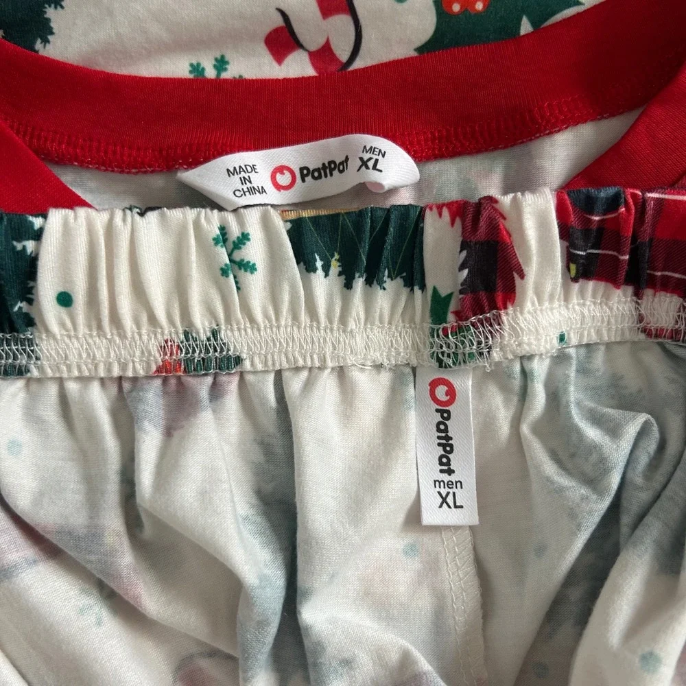 PatPat Christmas Winter Two Piece Pajama‎ Set Mens Size XL White Pajamas Pjs